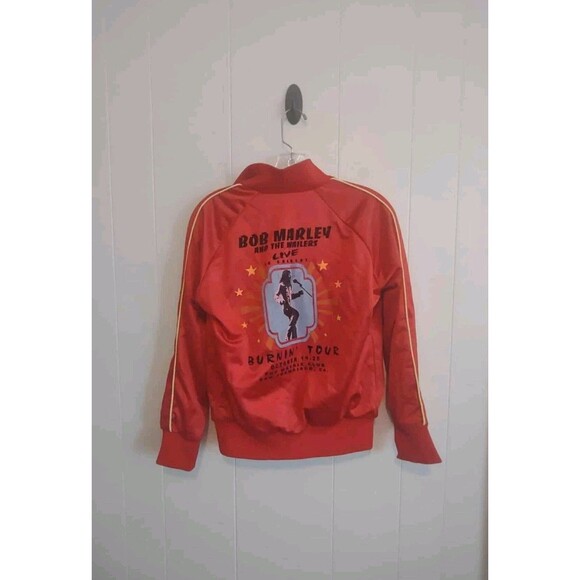 Bob Marley Catch A Fire Burning Tour Red Zip Up Jacket Size Youth Large - Picture 4 of 4